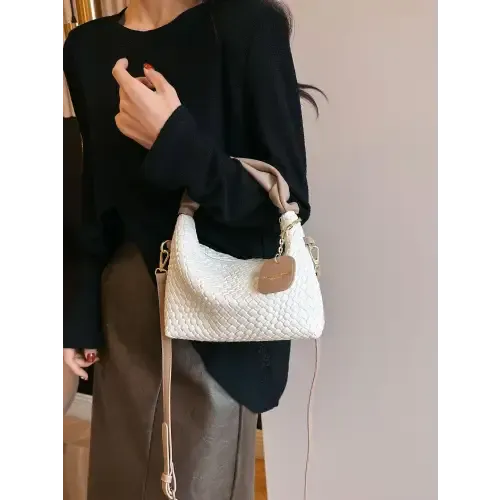 Stylish Leather Woven Crossbody Bags with Twisted Handles