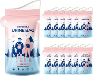 SUNBURST Disposable Urine Bag Pee Bags for Travel for Women and Men,12PCS Unisex Travel Urinal Bags,Portable Urinal Bag and Vomit Bags,Portable Toilet Bag for Travel,Camping,Pregnant,Patient, Kids