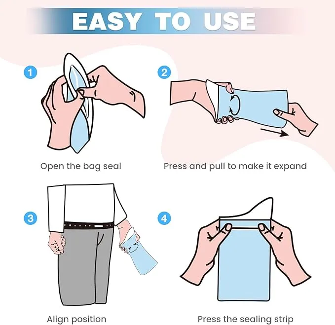 SUNBURST Disposable Urine Bag Pee Bags for Travel for Women and Men,12PCS Unisex Travel Urinal Bags,Portable Urinal Bag and Vomit Bags,Portable Toilet Bag for Travel,Camping,Pregnant,Patient, Kids