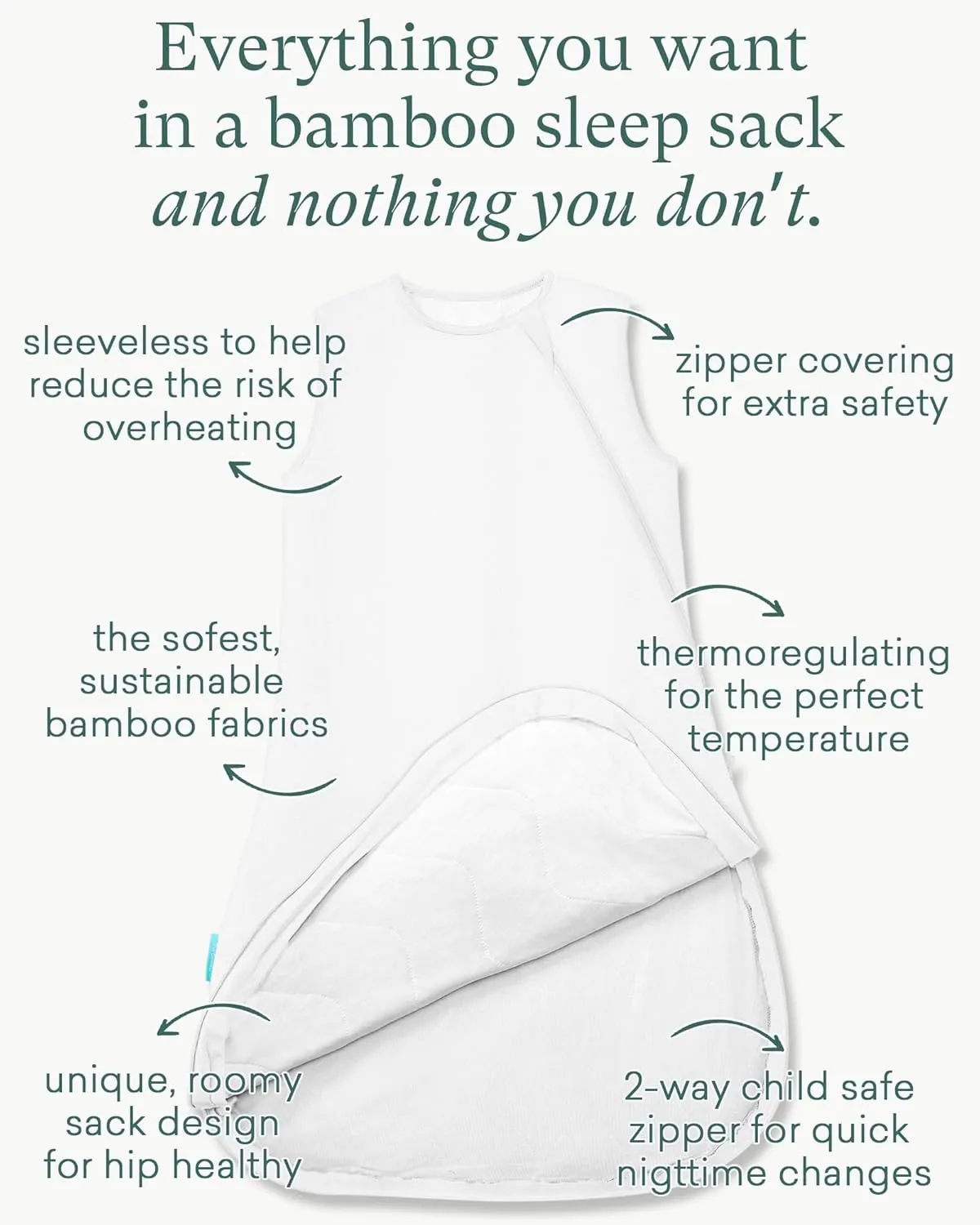 Supersoft Sleep Sack 1.0 TOG, Premium Bamboo Viscose Baby Sleeping Bag 2-Way Zipper Sleep Sack Baby Wearable Blanket