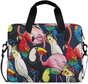 susiyo Chic Colorful Exotic Birds Flamingo Parrot Laptop Bag Briefcases Messenger Shoulder Bags for 15.6 inch Laptop or Tablet