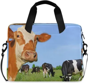susiyo Cow Farm Pasture Laptop Bag Briefcases Messenger Shoulder Bags for 15.6 inch Laptop or Tablet