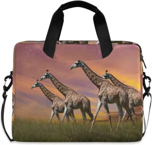 susiyo Giraffe Walking in Pasture Laptop Bag Briefcases Messenger Shoulder Bags for 15.6 inch Laptop or Tablet