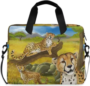 susiyo Laptop Bag Grassland Nature Cheetah Family Briefcases Messenger Shoulder Bags for 15.6 inch Laptop or Tablet