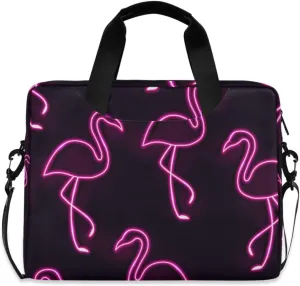 susiyo Laptop Bag Neon Lamp Pink Flamingo Briefcases Messenger Shoulder Bags for 15.6 inch Laptop or Tablet