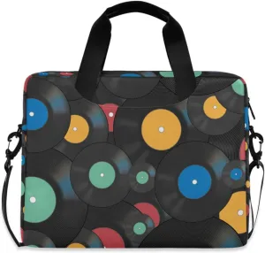 susiyo Laptop Bag Retro Colorful Vinyl Music Discs Briefcases Messenger Shoulder Bags for 15.6 inch Laptop or Tablet