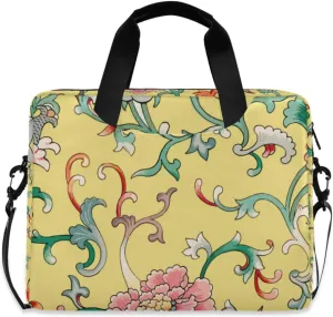 susiyo Laptop Bag Vintage Oriental Flower Briefcases Messenger Shoulder Bags for 15.6 inch Laptop or Tablet