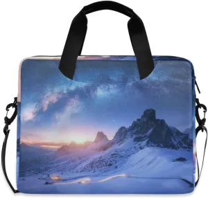 susiyo Milky Way over Snowy Mountains Laptop Bag Briefcases Messenger Shoulder Bags for 15.6 inch Laptop or Tablet
