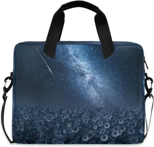susiyo Sunflower Field at Night and Milky Way Laptop Bag Briefcases Messenger Shoulder Bags for 15.6 inch Laptop or Tablet