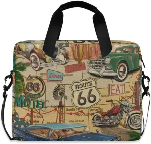 susiyo Vintage Route 66 Poster Laptop Bag Briefcases Messenger Shoulder Bags for 15.6 inch Laptop
