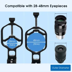 SVBONY SV214 Pro 3-Axis Universal Phone Adapter Clamp With Shutter 28mm-64mm - W9176A / W9176B