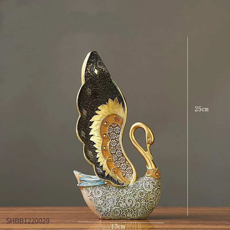 Swan Figurine Home Decoration Accessories for Living Room Resin Sculpture Art Luxury Wedding Decoration Statue easter Gift