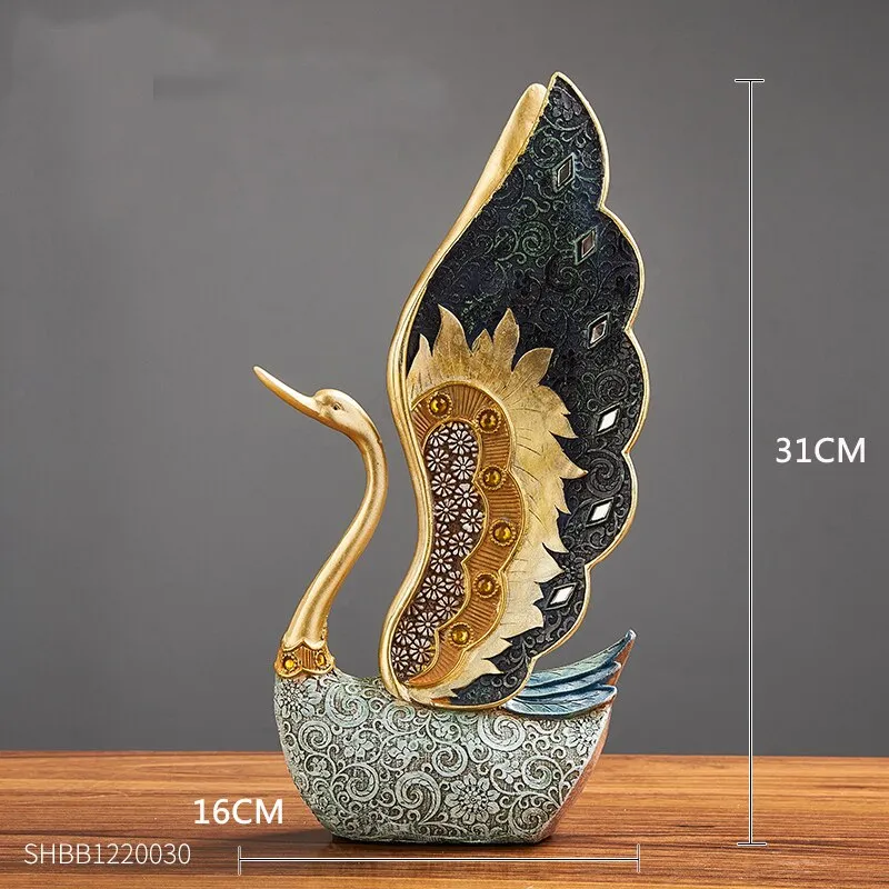 Swan Figurine Home Decoration Accessories for Living Room Resin Sculpture Art Luxury Wedding Decoration Statue easter Gift