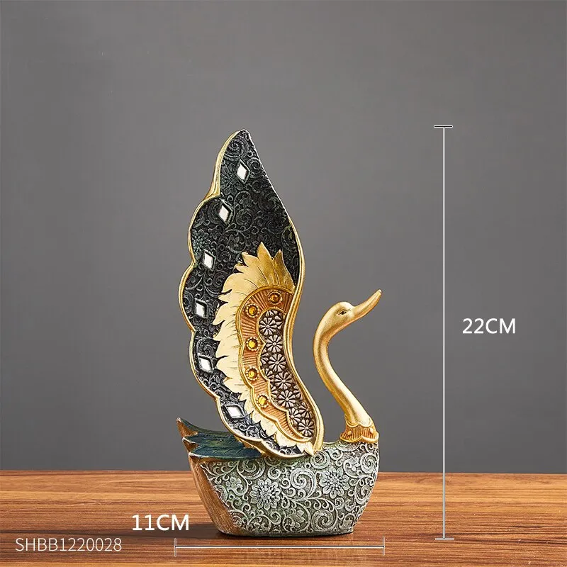 Swan Figurine Home Decoration Accessories for Living Room Resin Sculpture Art Luxury Wedding Decoration Statue easter Gift