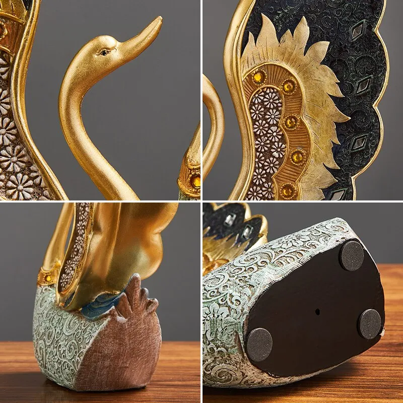 Swan Figurine Home Decoration Accessories for Living Room Resin Sculpture Art Luxury Wedding Decoration Statue easter Gift
