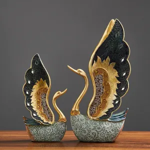 Swan Figurine Home Decoration Accessories for Living Room Resin Sculpture Art Luxury Wedding Decoration Statue easter Gift