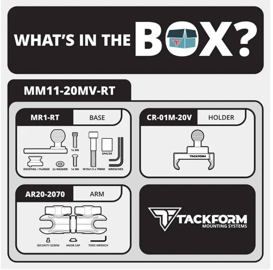 TackForm Black Can-Am Phone Cradle | Spyder Center Riser Mount - M10 Bolt | 3.5" DuraLock™ Arm