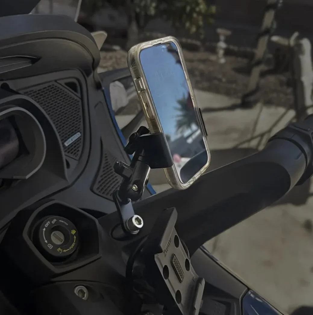 TackForm Black Can-Am Phone Cradle | Spyder Center Riser Mount - M10 Bolt | 3.5" DuraLock™ Arm