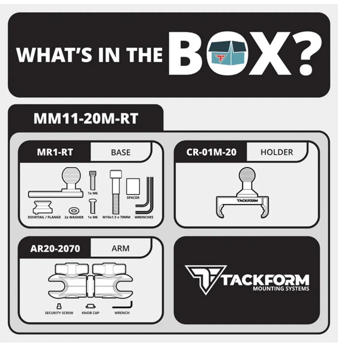 TackForm Black Can-Am Phone Cradle | Spyder Center Riser Mount - M10 Bolt | 3.5" DuraLock™ Arm