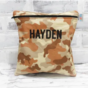 Tan Camo Personalized Reusable Food Bag