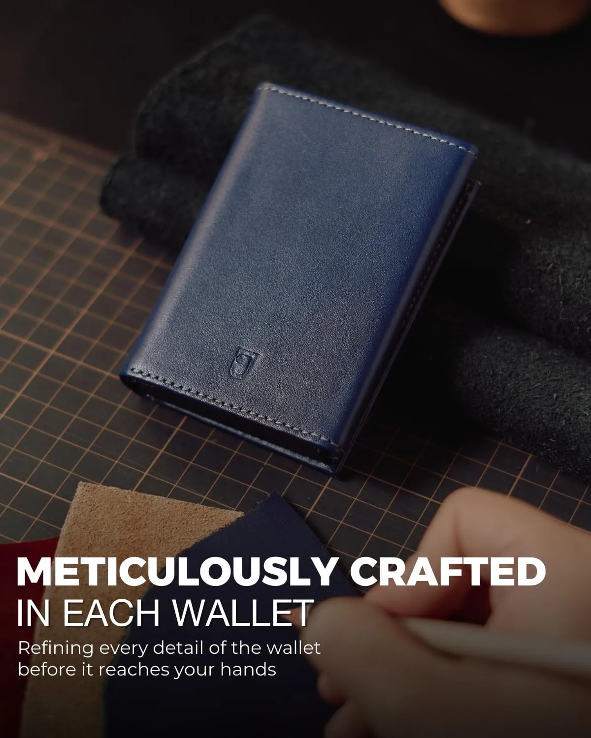 Taurus Smart Wallet For Men: Full Grain Leather, Handcrafted, Slide Metal Pop Up Case, Slim RFID Blocking Credit Card Holder, Minimalist, Compact - 9-12 Cards Organizers | ID | Money Clip (Navy)