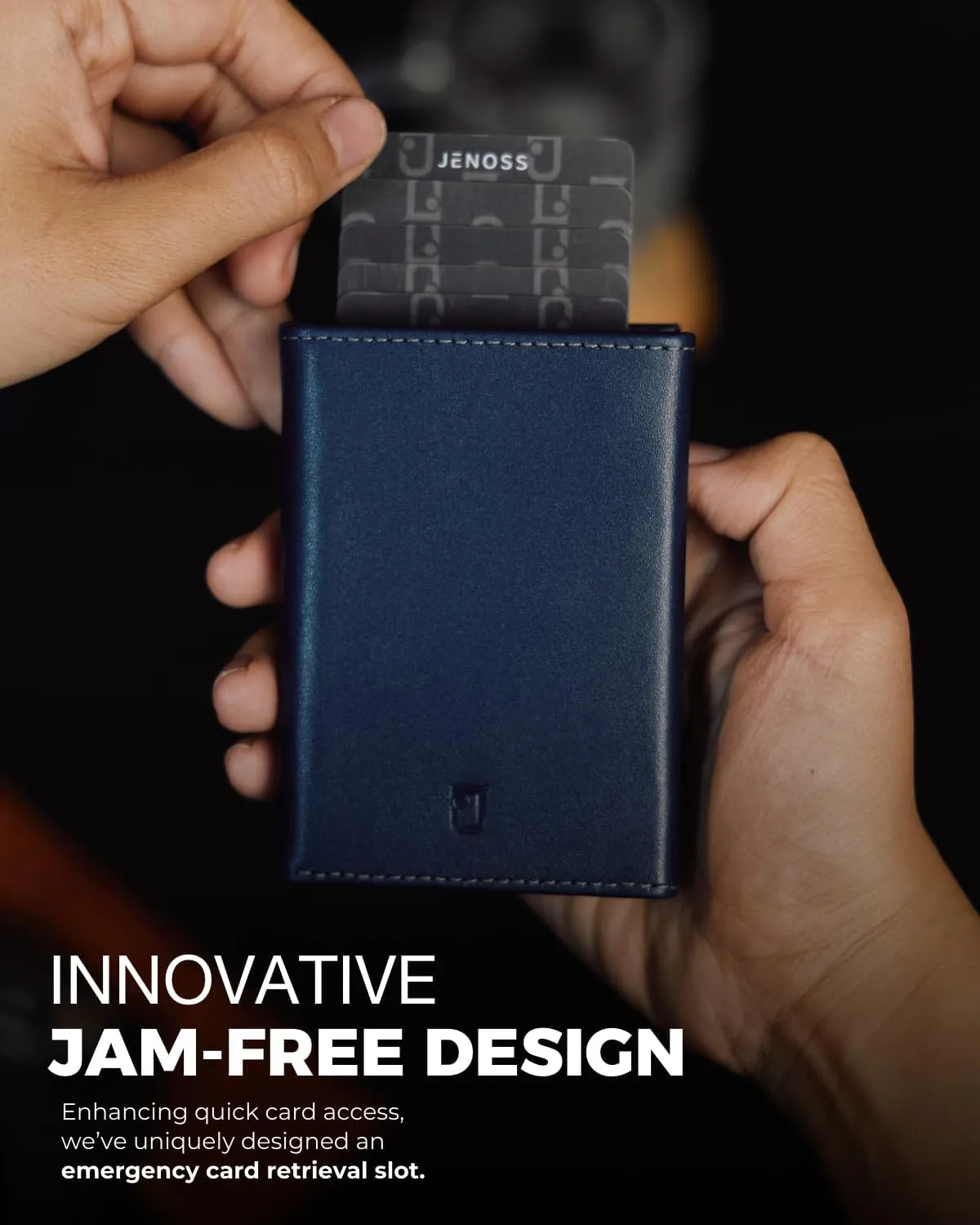 Taurus Smart Wallet For Men: Full Grain Leather, Handcrafted, Slide Metal Pop Up Case, Slim RFID Blocking Credit Card Holder, Minimalist, Compact - 9-12 Cards Organizers | ID | Money Clip (Navy)