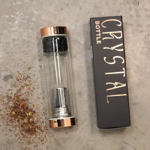 Tea Infuser Bottle - Amethyst Crystal Glass Rose Gold