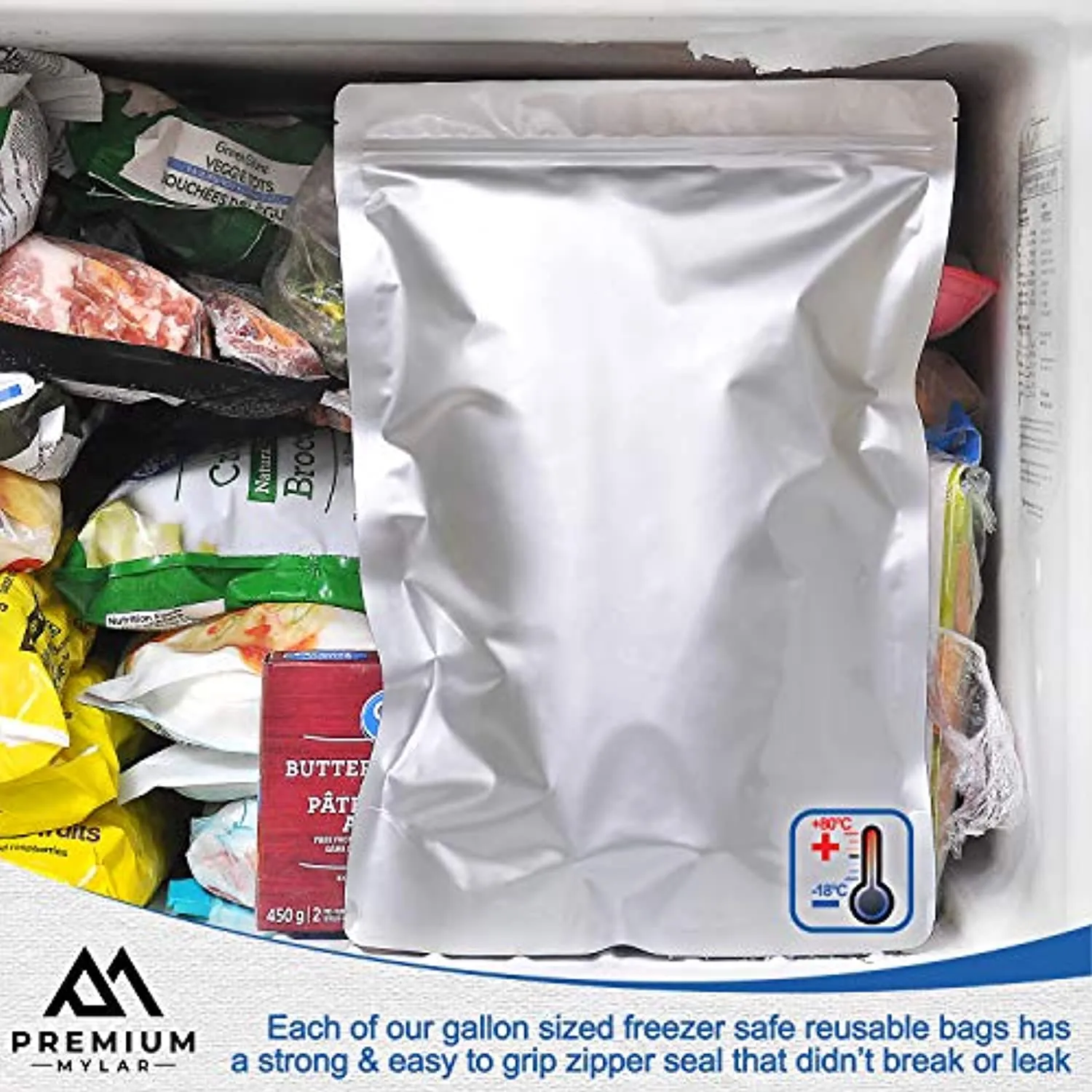 TEKUNLIMITED 25 Mylar Bags 1 Gallon - Extra Thick 7.4 Mil - 10"x14" Airtight Vacuum Sealing Sealable Mylar Bags for Long Term Food Storage - Odor Free Heat Resistant - Light and Moisture Proof Fresh Saver Packs