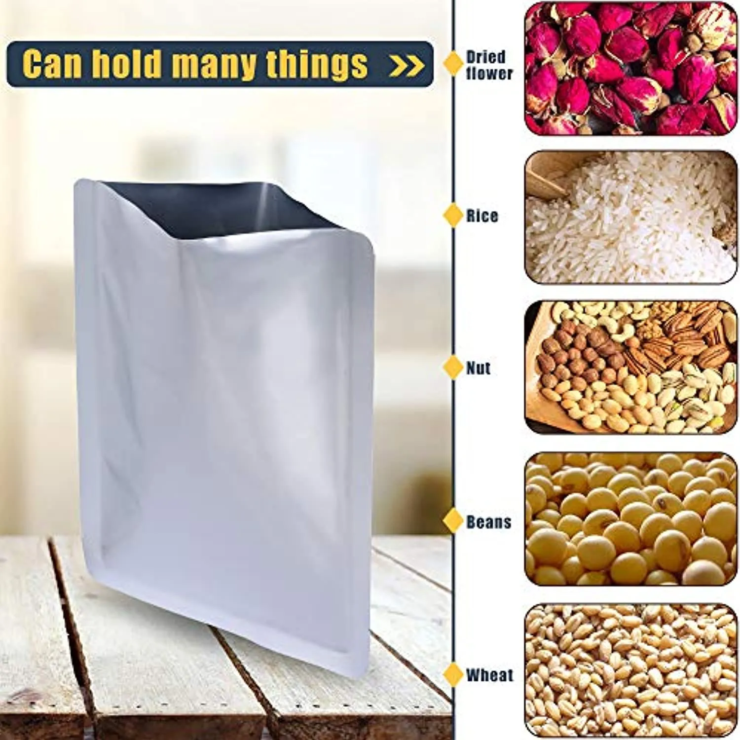 TEKUNLIMITED 30 Packs 2 Gallon Mylar Bags for Dehydrated Vegetables, Grains, Legumes and Emergency Long Term Food Storage, Food Grade