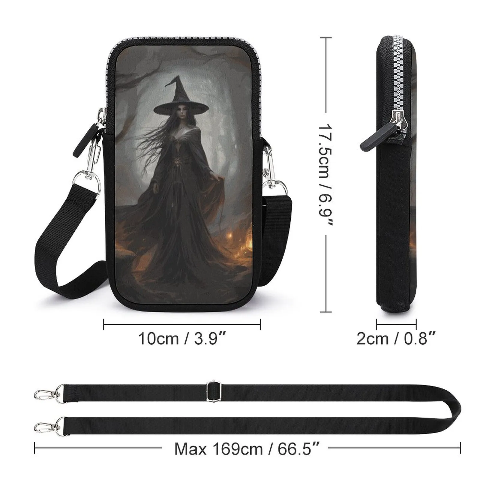 The Witch Cell Phone Crossbody Pouch, A Witchcore Accessory Phone Purse, Personalized witchy bag makes a wonderful Christmas gift idea!
