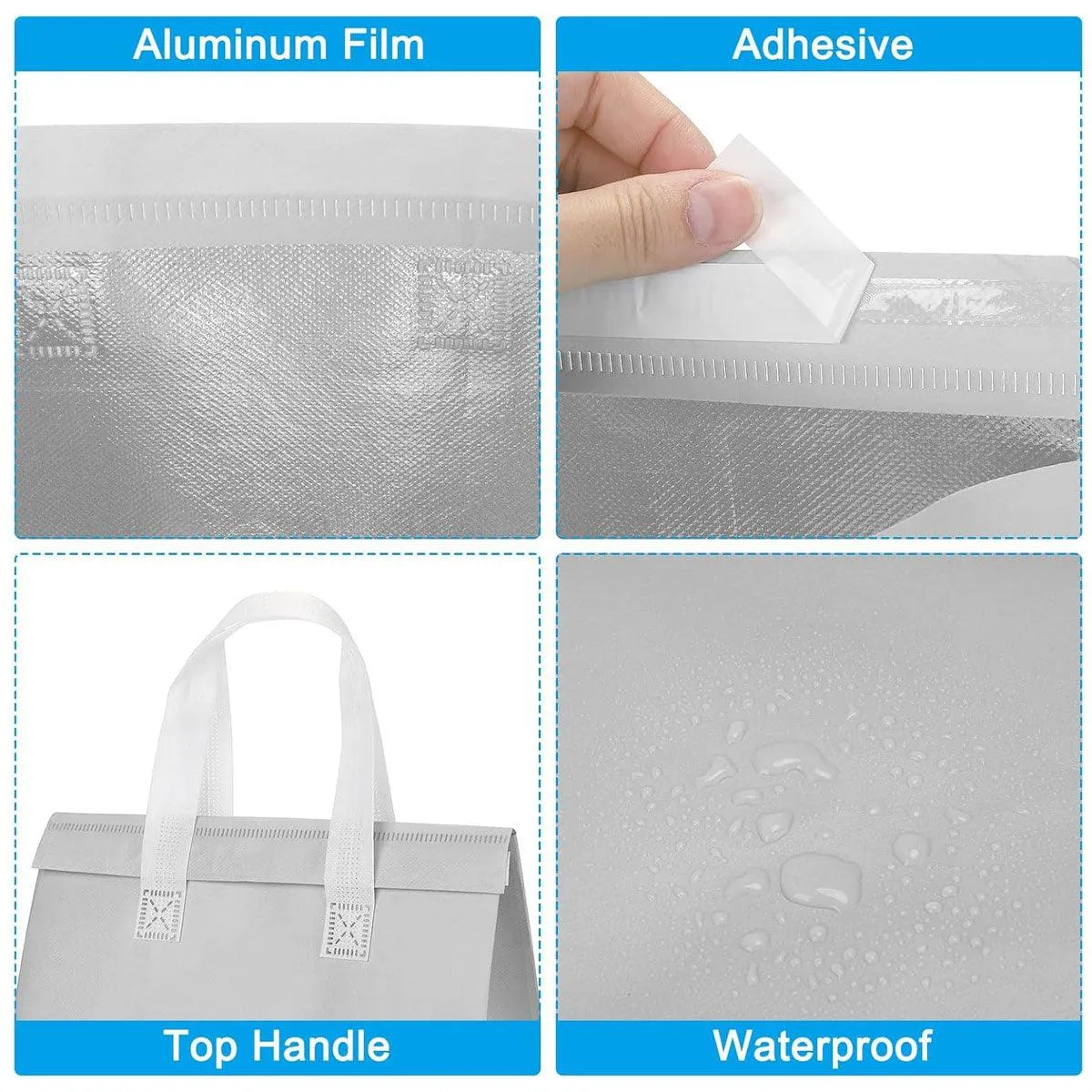 Thermal Insulation Tote Bag Takeaway Packing Food Bag 50PCS