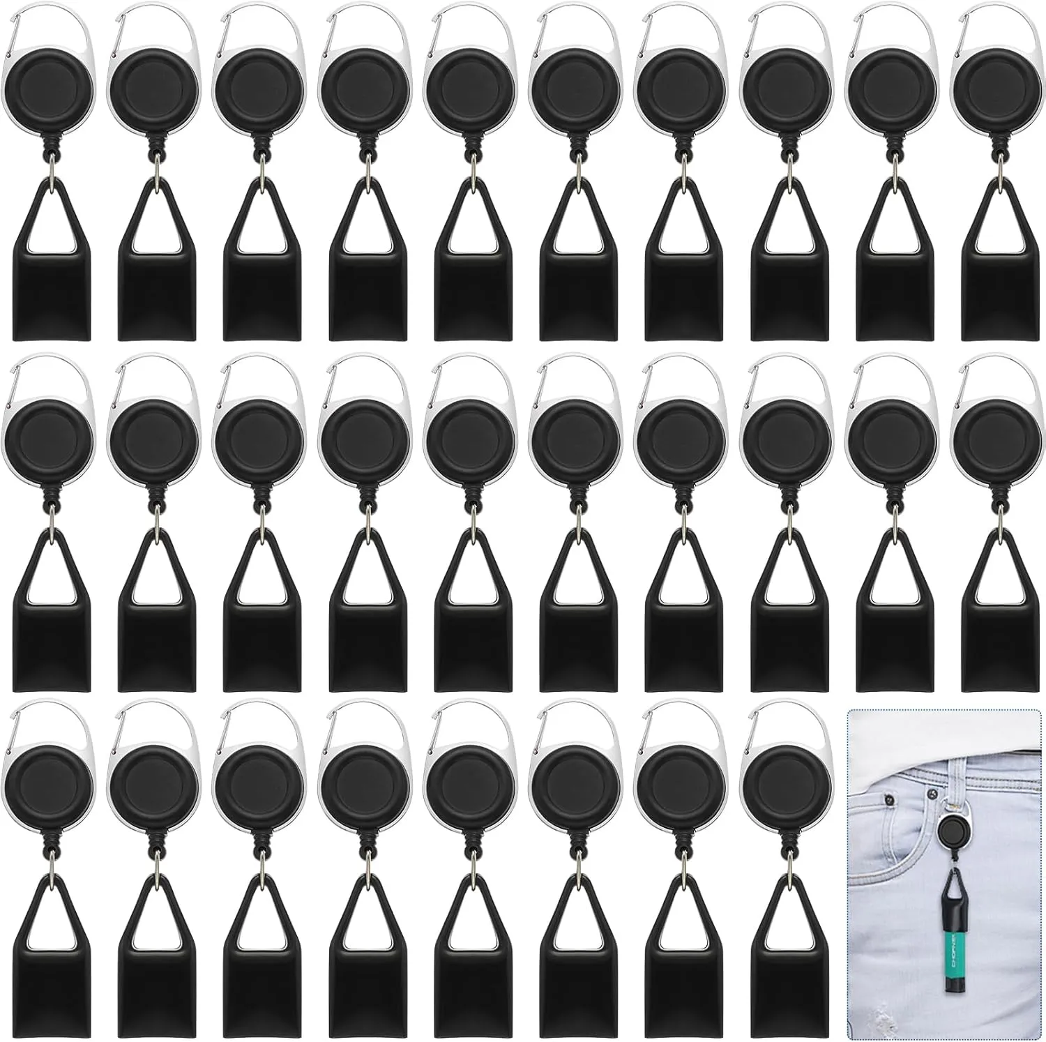 Timgle 28 Pcs Retractable Lighter Holder Keychain, Lighter Keychains with Single Lighter Clip for Convenience, Classic Lighter Cover (Black)