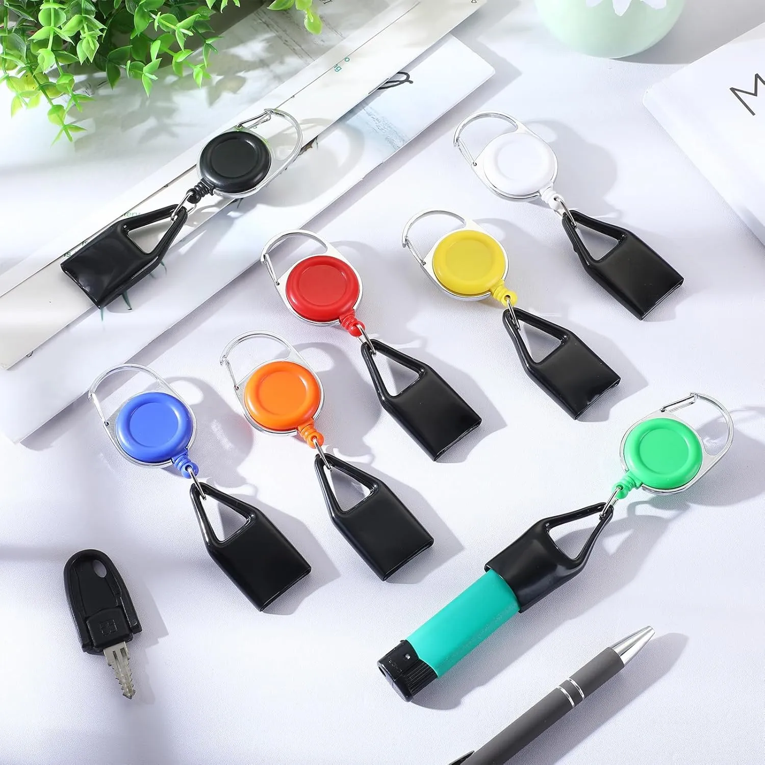 Timgle 56 Pcs Retractable Lighter Holder Keychains, Classic Lighter Cover (Many Colors)