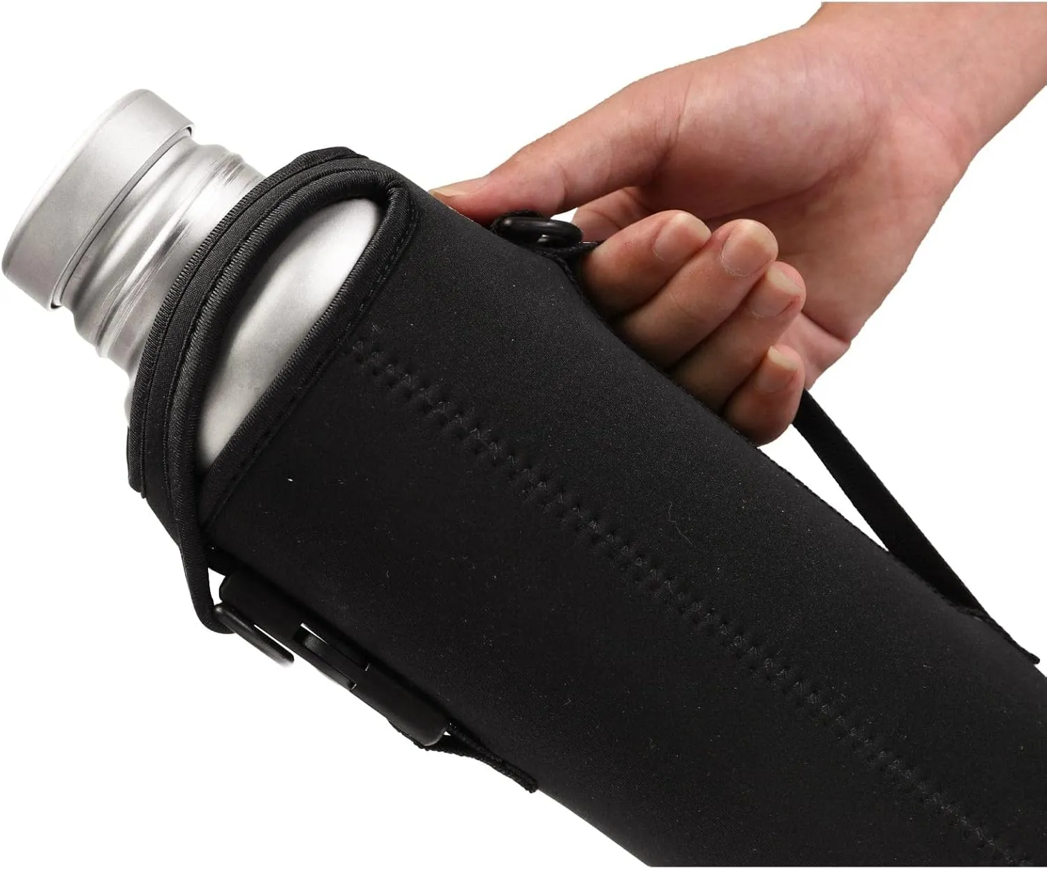 Titanium Ultralight 800ml/27 fl oz Leakproof Outdoor Camping Hiking Sports Water Bottle with Insulating Thermal Sleeve and Clip Loop Cap