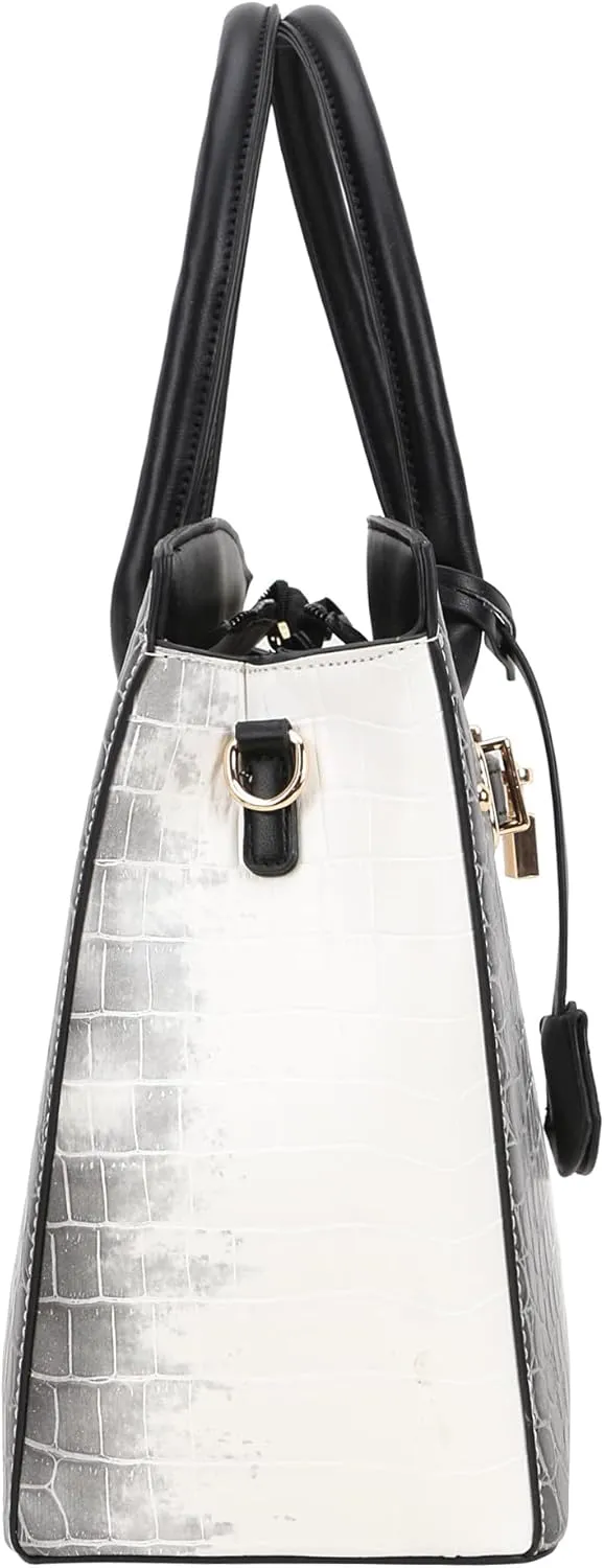 Top Handle Bag For Women, Vegan Leather Crossbody Designer Satchels, Adjustable Strap With Wallet For Ladies 2pcs