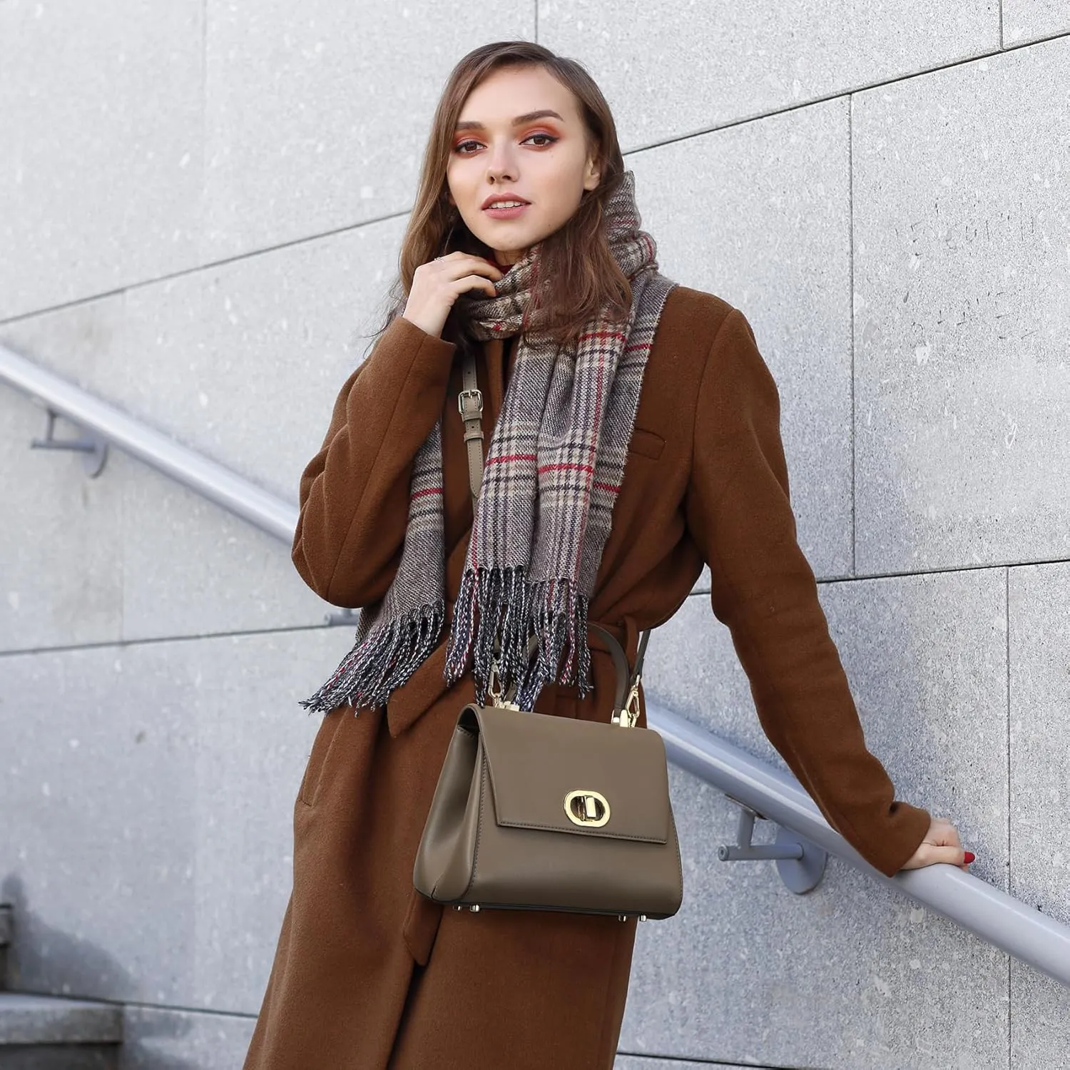Top Handle Bag Leather Satchel Bags for Women Luxury Designer Business Crossbody Work Purse with Multiple Internal Pockets