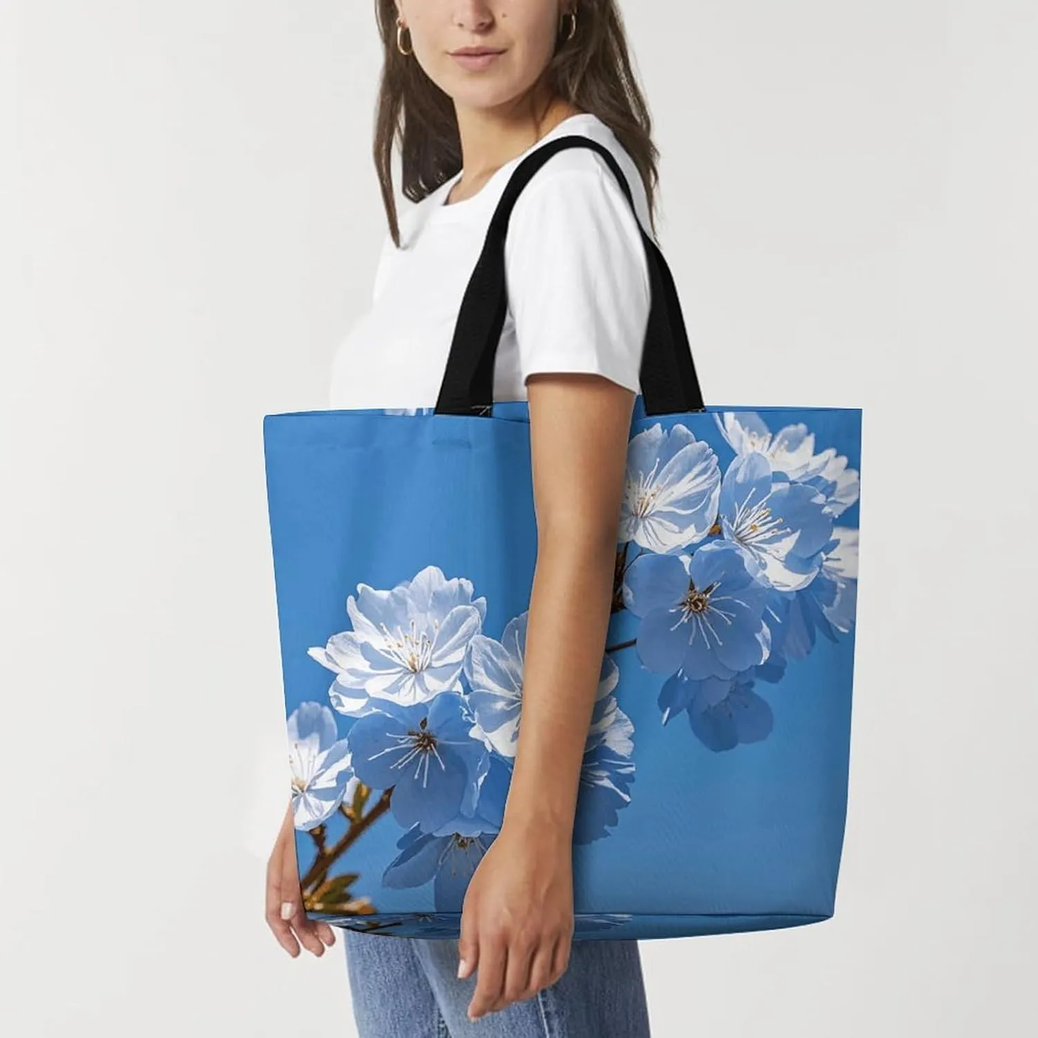 Tote Bag for Women Large Capacity Tote Bags Black Cat with White Handbag Crossbody Bag Shopping Bags Shoulder Bag