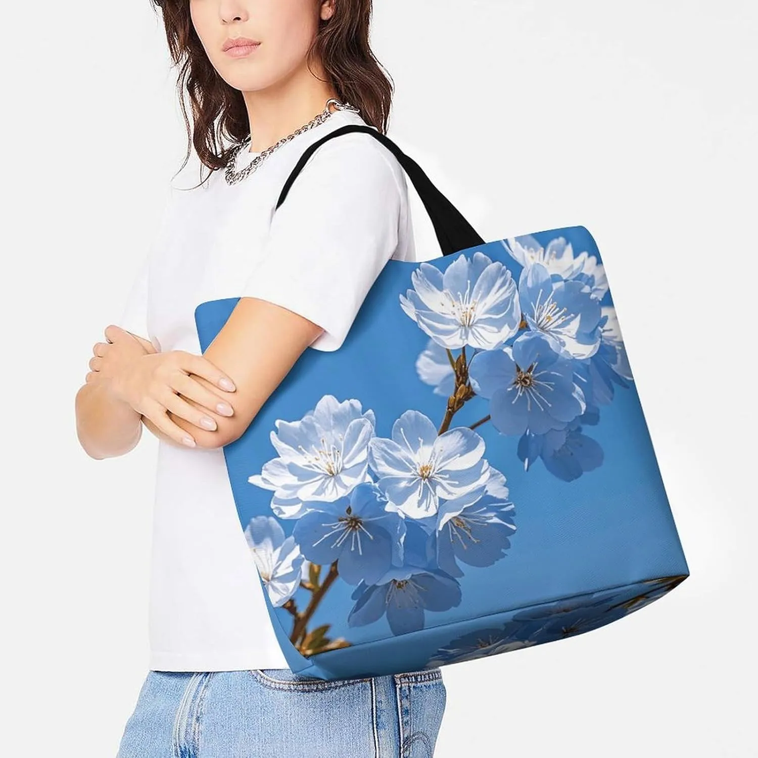 Tote Bag for Women Large Capacity Tote Bags Black Cat with White Handbag Crossbody Bag Shopping Bags Shoulder Bag
