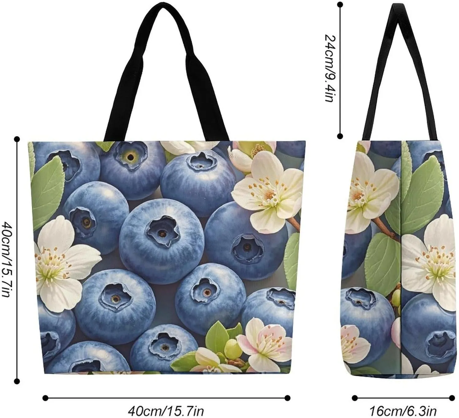 Tote Bag for Women Large Capacity Tote Bags Blue Fruit Pattern Handbag Crossbody Bag Shopping Bags Shoulder Bag