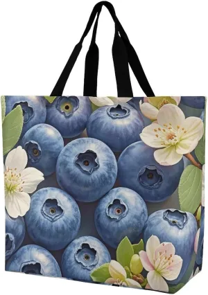 Tote Bag for Women Large Capacity Tote Bags Blue Fruit Pattern Handbag Crossbody Bag Shopping Bags Shoulder Bag
