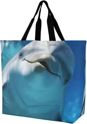 Tote Bag for Women Large Capacity Tote Bags Dolphin with A Smile Handbag Crossbody Bag Shopping Bags Shoulder Bag