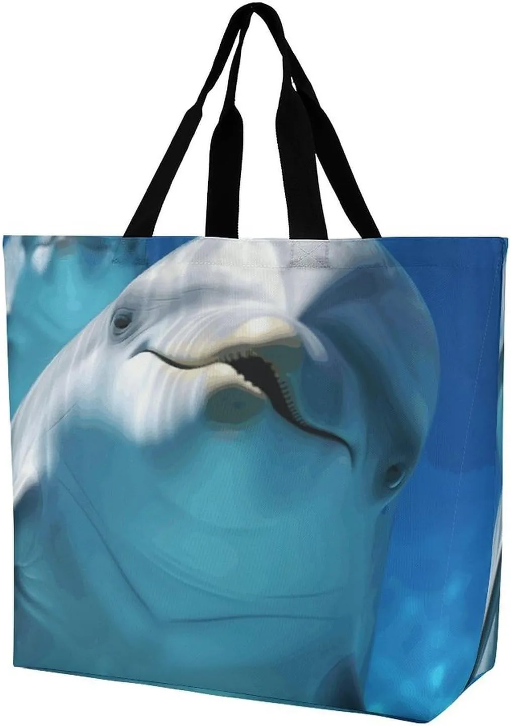 Tote Bag for Women Large Capacity Tote Bags Dolphin with A Smile Handbag Crossbody Bag Shopping Bags Shoulder Bag