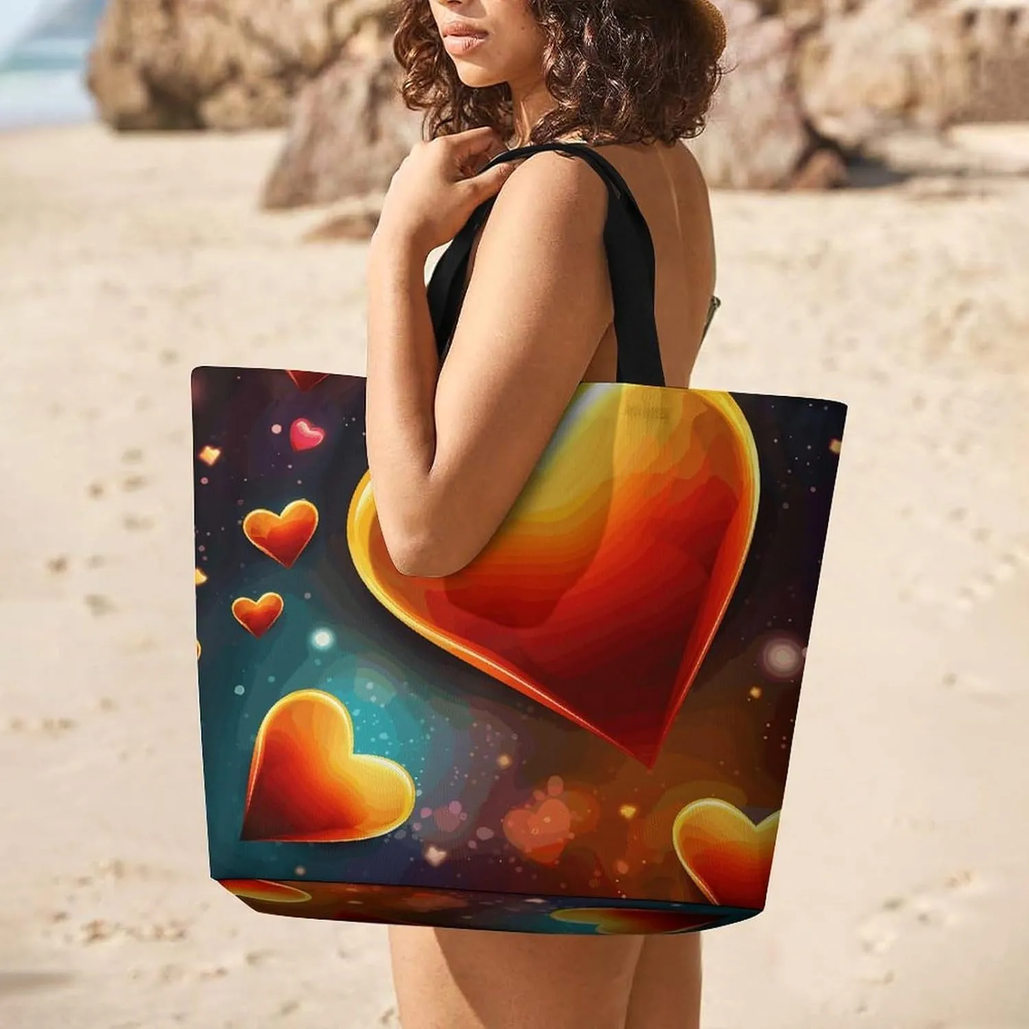 Tote Bag for Women Large Capacity Tote Bags Hearts And Stars Handbag Crossbody Bag Shopping Bags Shoulder Bag