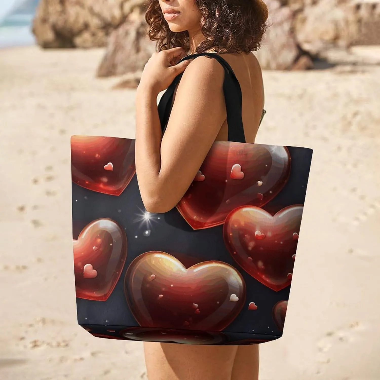 Tote Bag for Women Large Capacity Tote Bags Hearts And Stars Handbag Crossbody Bag Shopping Bags Shoulder Bag