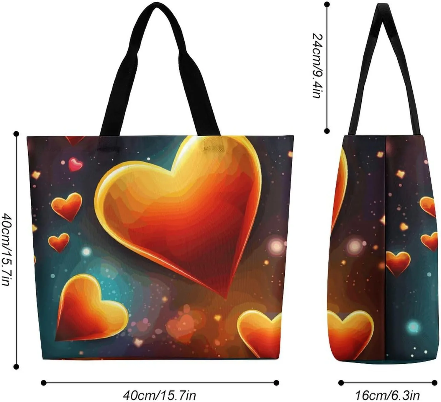 Tote Bag for Women Large Capacity Tote Bags Hearts And Stars Handbag Crossbody Bag Shopping Bags Shoulder Bag