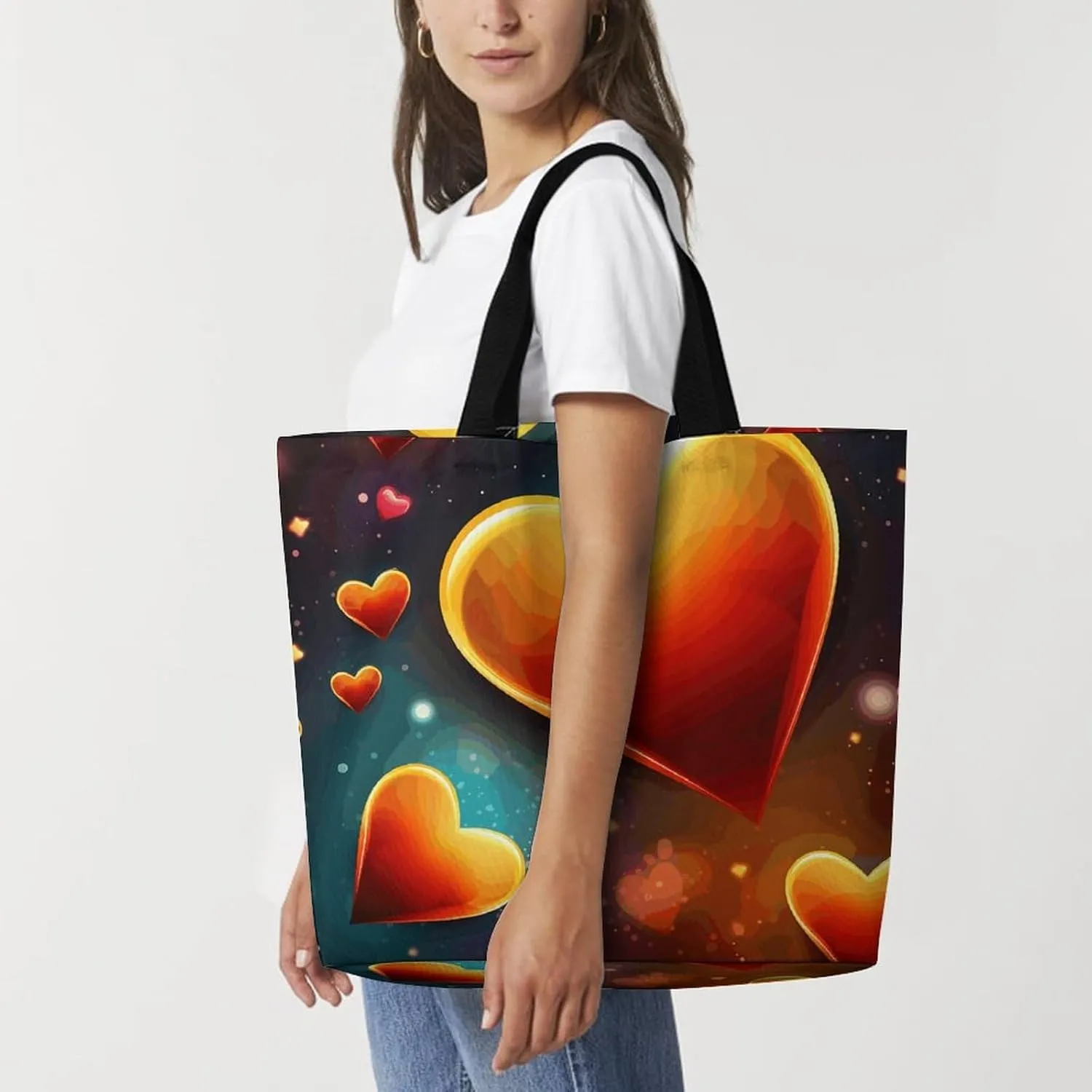 Tote Bag for Women Large Capacity Tote Bags Hearts And Stars Handbag Crossbody Bag Shopping Bags Shoulder Bag