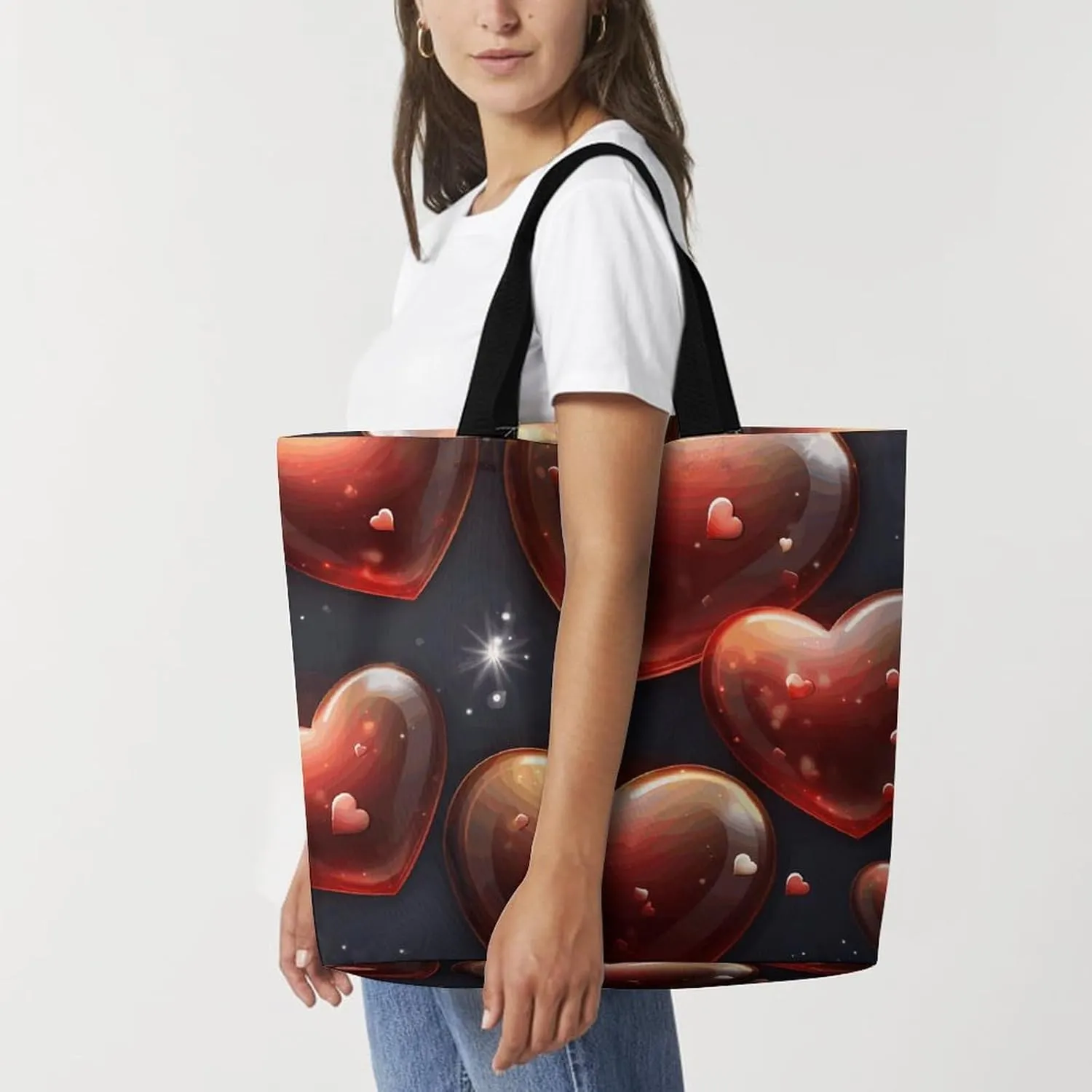 Tote Bag for Women Large Capacity Tote Bags Hearts And Stars Handbag Crossbody Bag Shopping Bags Shoulder Bag