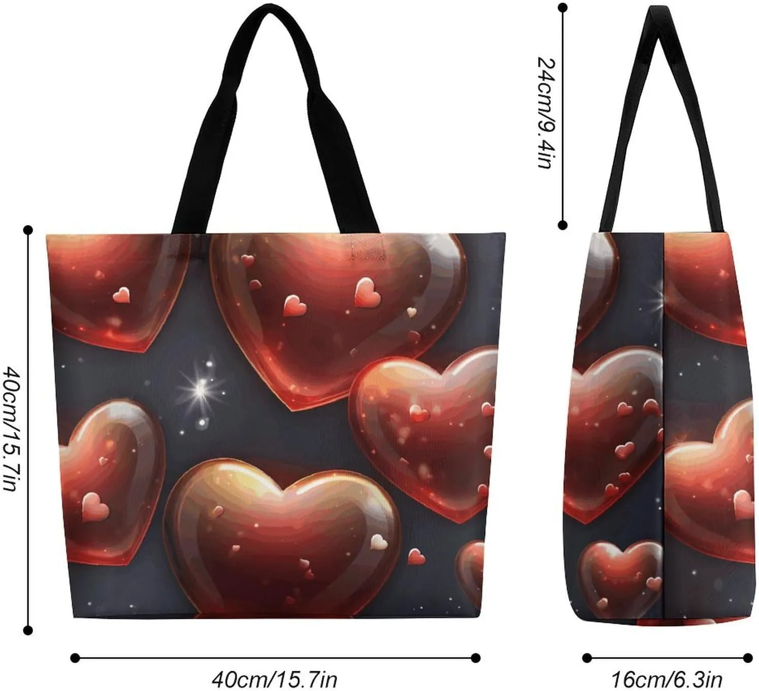 Tote Bag for Women Large Capacity Tote Bags Hearts And Stars Handbag Crossbody Bag Shopping Bags Shoulder Bag