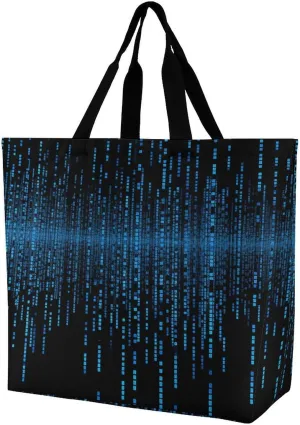 Tote Bag for Women Large Capacity Tote Bags The Blue Binary Matrix Handbag Crossbody Bag Shopping Bags Shoulder Bag