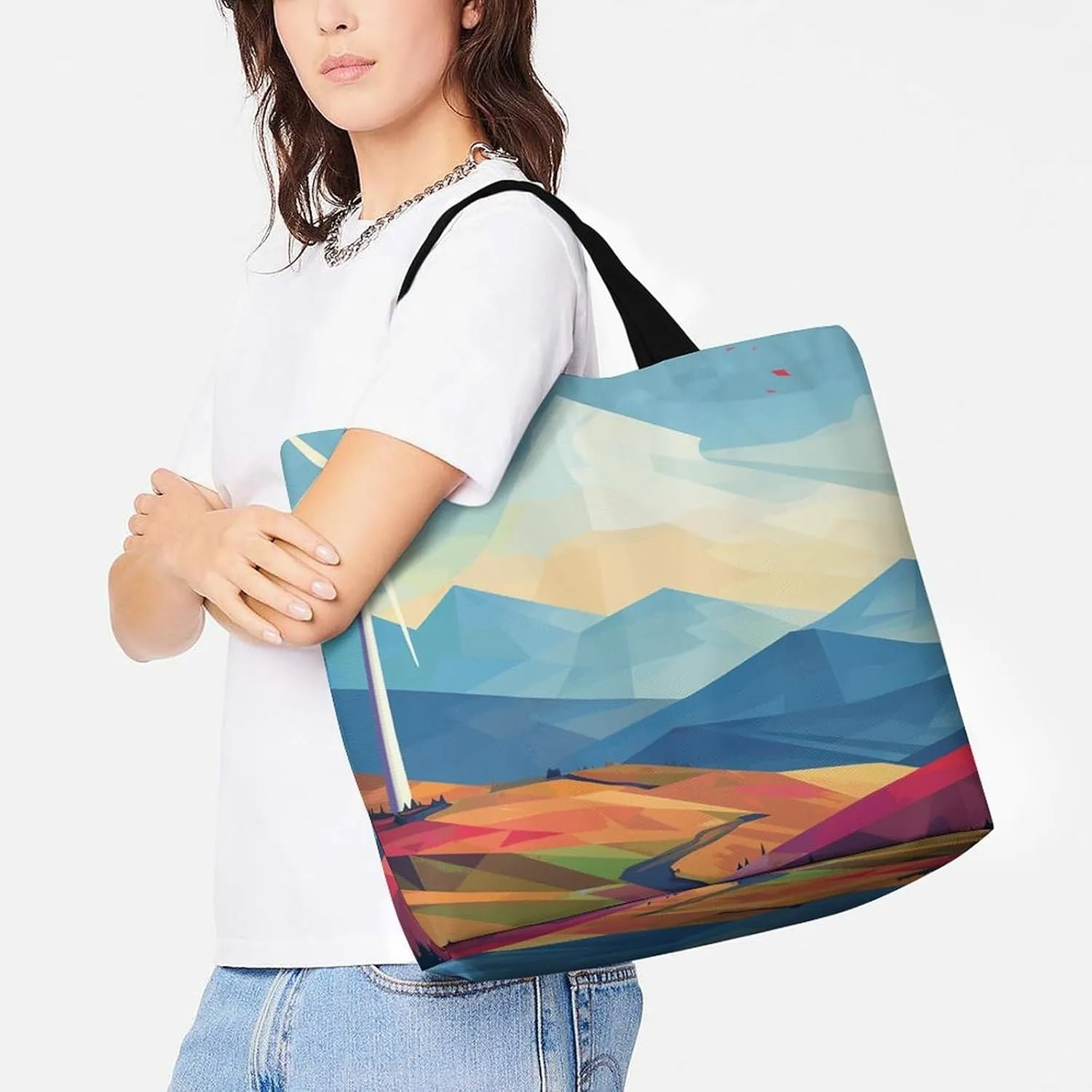 Tote Bag for Women Large Capacity Tote Bags Two Ghost Statues Handbag Crossbody Bag Shopping Bags Shoulder Bag